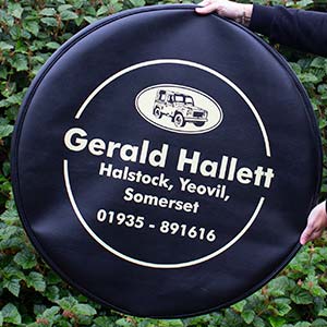 Soft screen printed tyre cover.