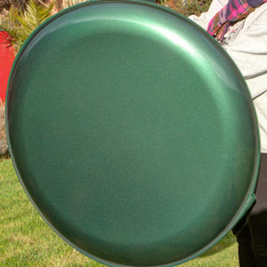 Wheel cover disk in metallic Forest Green.