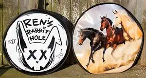 Printed soft wheel covers.