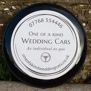 Wedding car wheel cover.